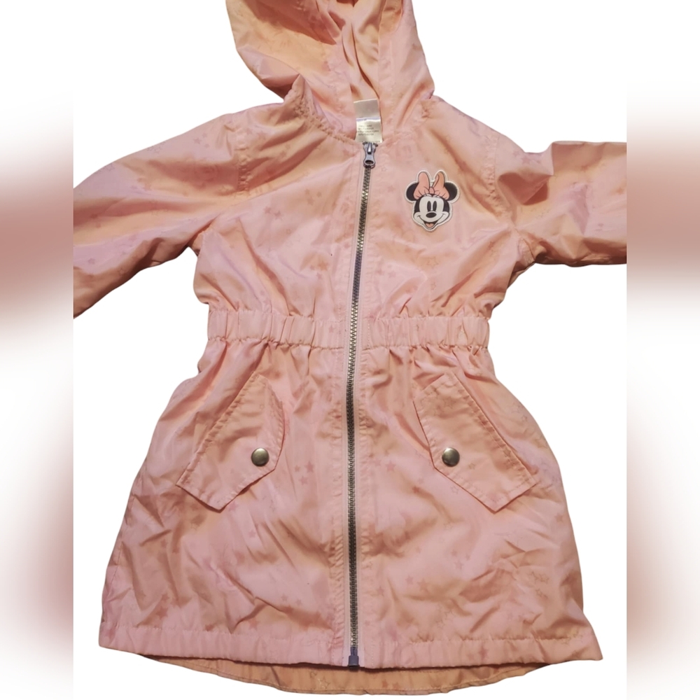 Disney Jr Pink Mini Mouse 3T Raincoat/Lined Zip up Jacket with Mouse ear hood - Picture 4 of 10